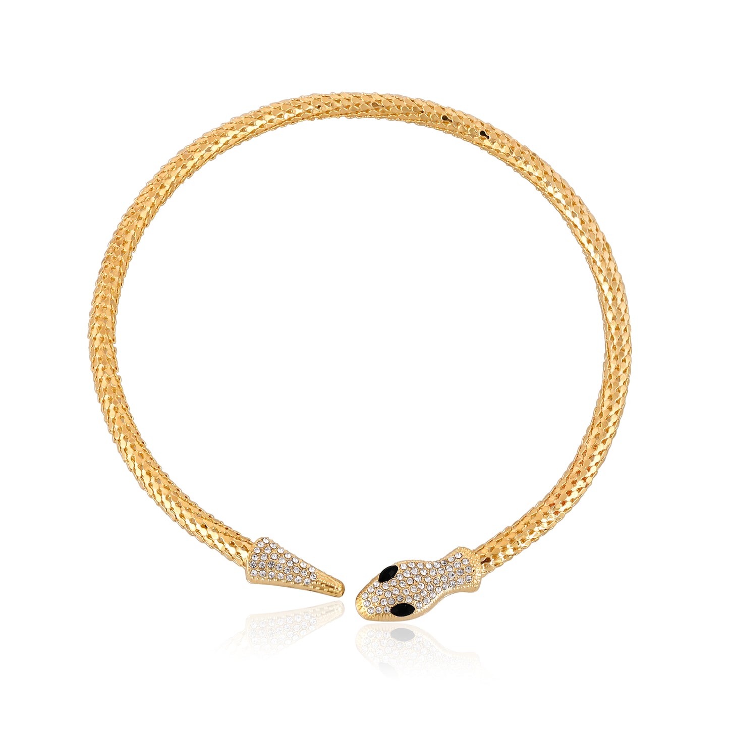 Snake Design Collar Cz Gold And Silver Plated Green Apatite Necklace