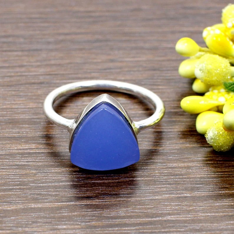 92.5 Sterling Silver Blue Chalcedony Gemstone Jewelry Set