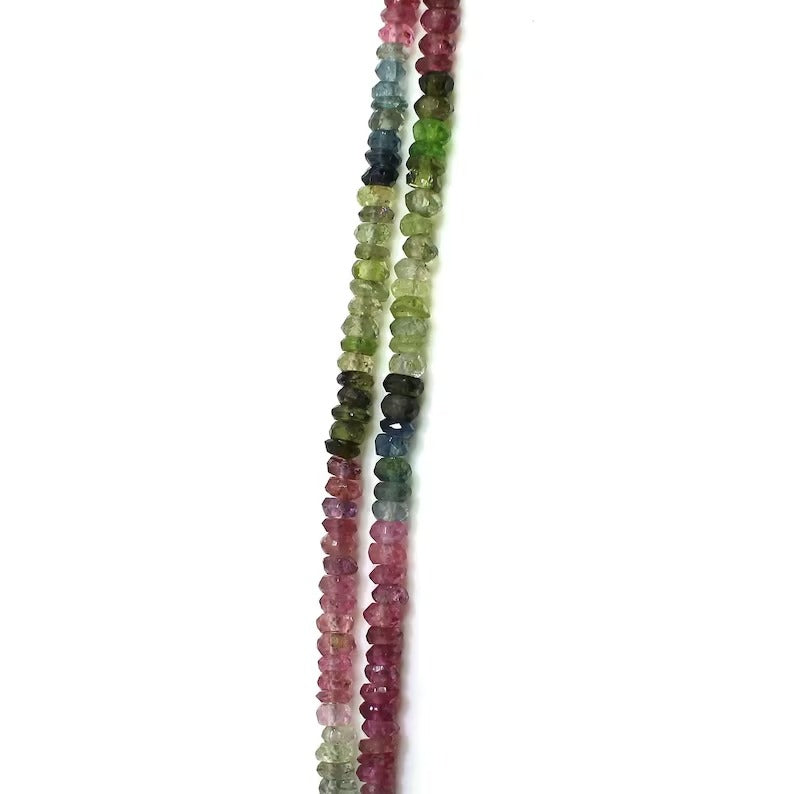 Multi Tourmaline Gemstone Beads 92.5 Silver Necklace
