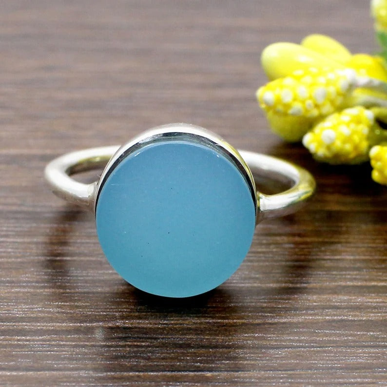 92.5 Sterling Silver Aqua Chalcedony Jewelry Set