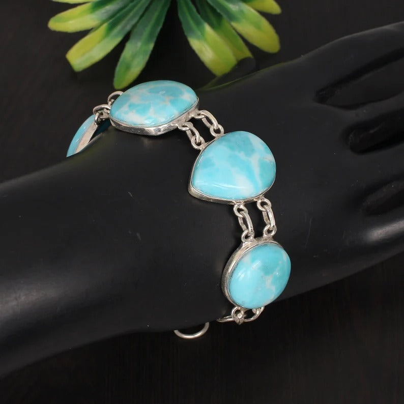 Turquoise Gemstone 92.5 Sterling Silver Bracelet