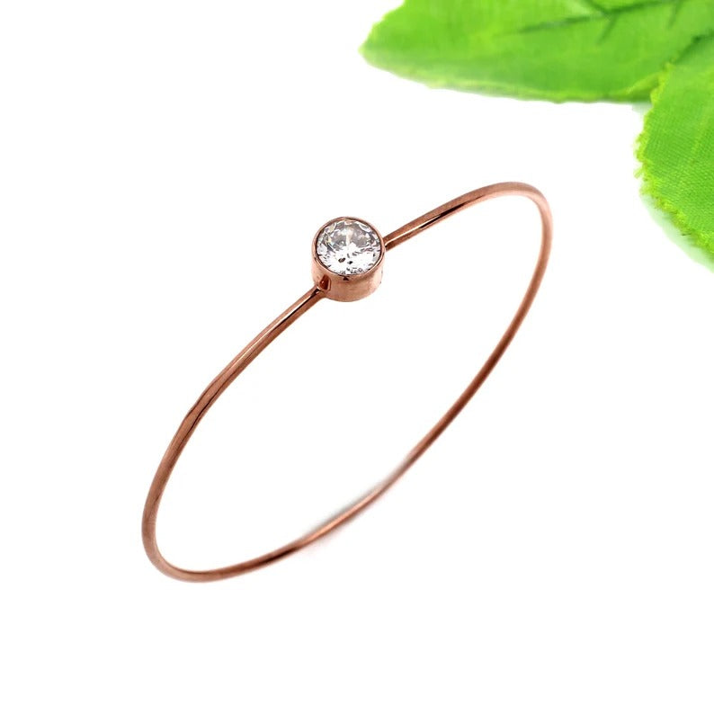 92.5 Sterling Silver Rose Gold Cubic Zircon Bangle