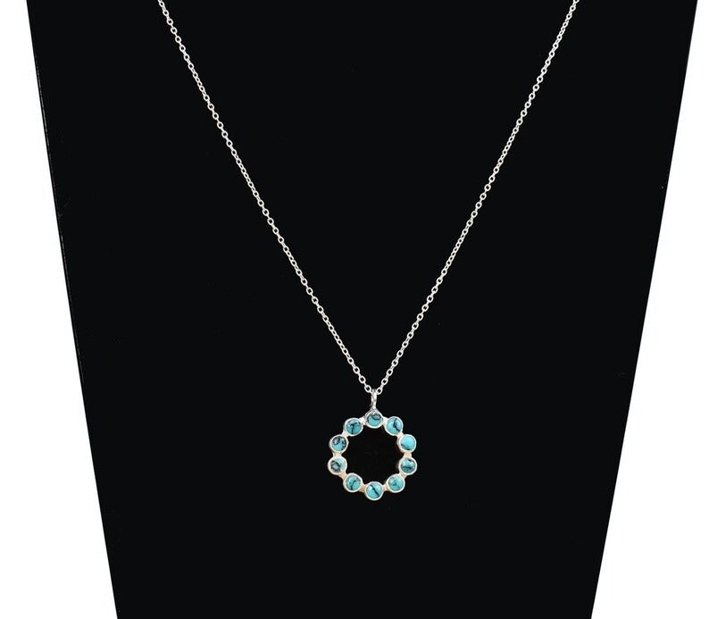 Synthetic Turquoise Gemstone 92.5 Sterling Silver Necklace