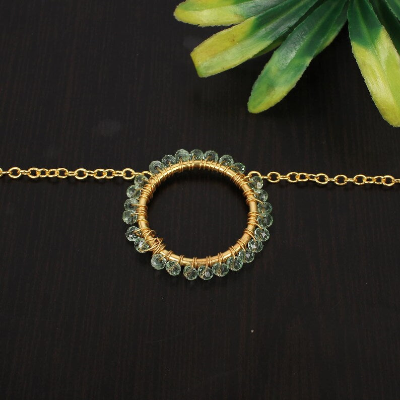 92.5 Sterling Silver Aquamarine Gemstone Necklace