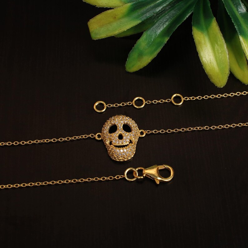 92.5 Sterling Silver Human Skull Necklace
