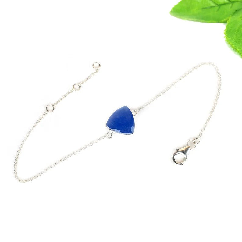 Blue Chalcedony Gemstone 92.5 Sterling Silver Bracelet