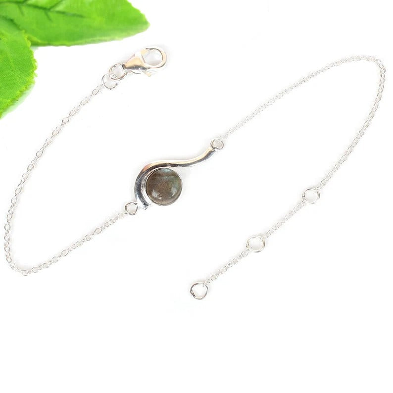 92.5 Sterling Silver Labradorite Gemstone Bracelet