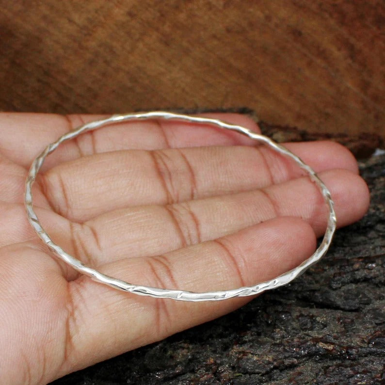 92.5 Sterling Silver Hammered Bangle
