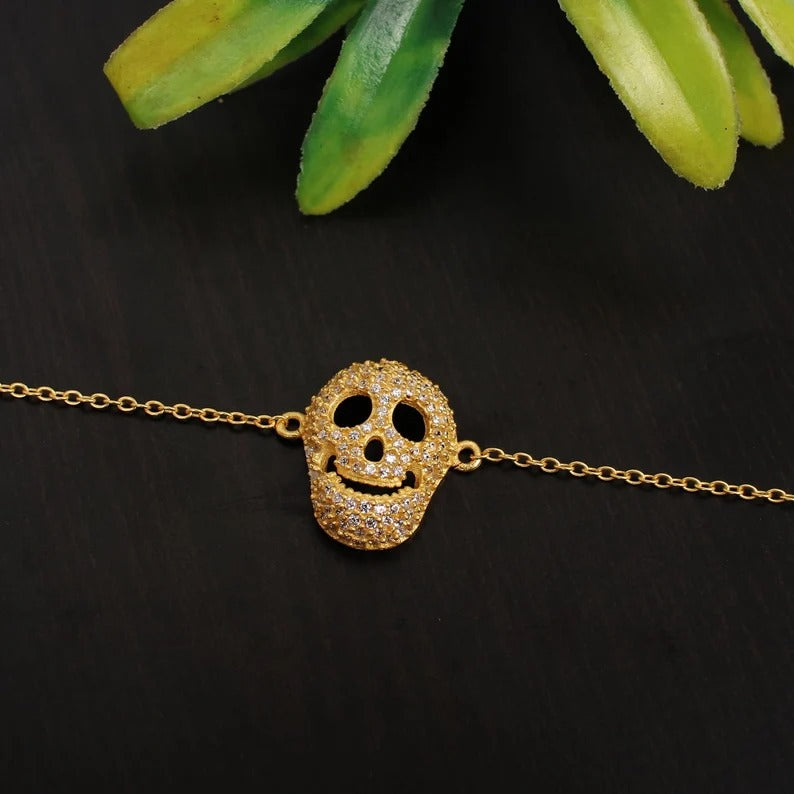 Human Skull CZ Gemstone Bracelet