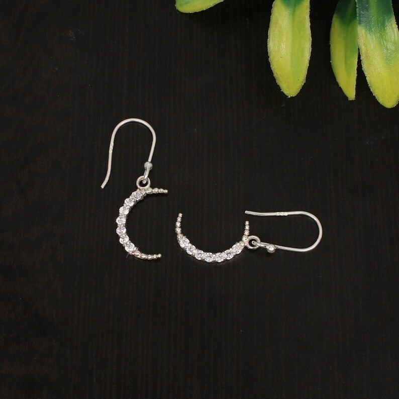 925 Sterling Silver Cubic Zirconia Gemstone Dangle Earrings