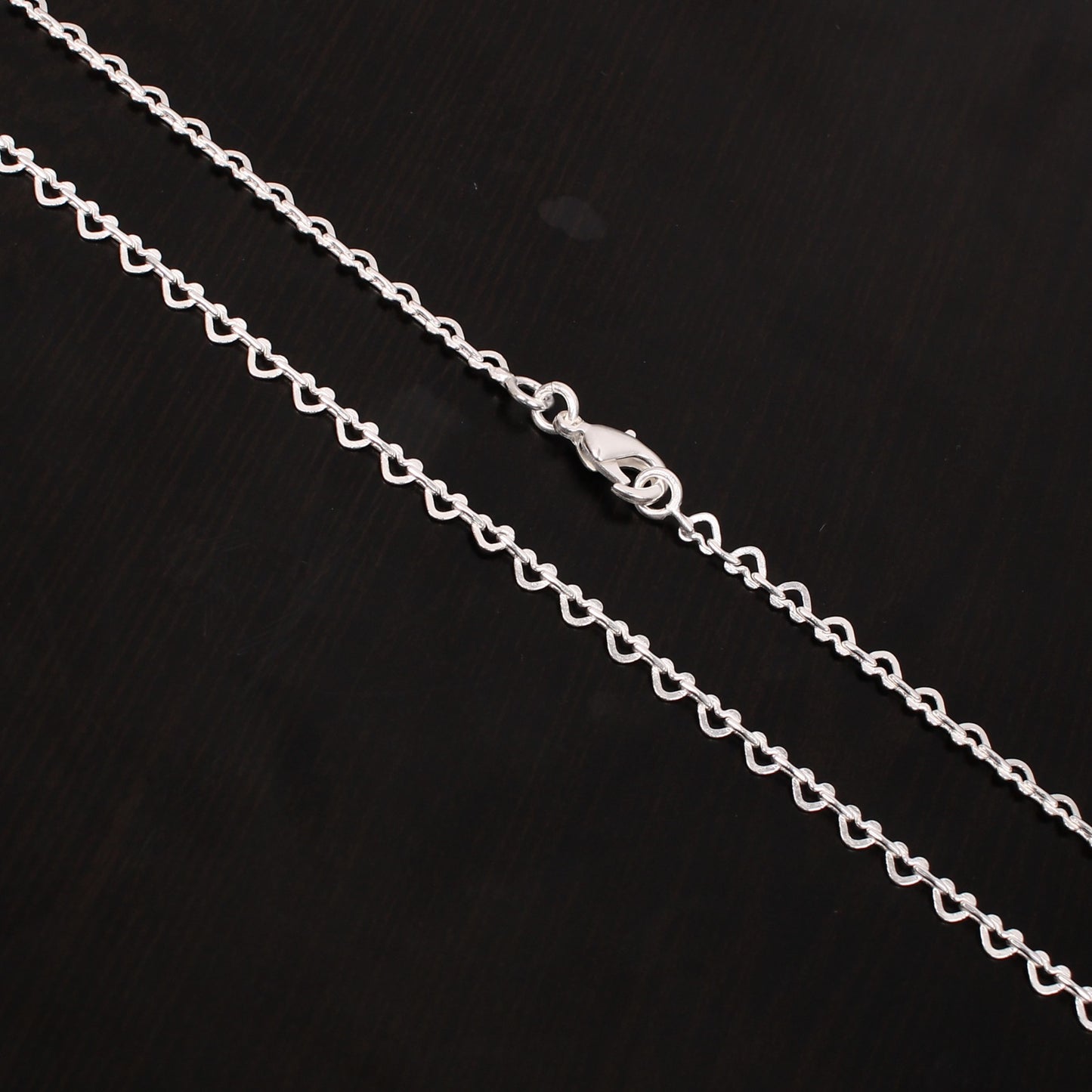 Silver Plated Heart Link Brass Chain