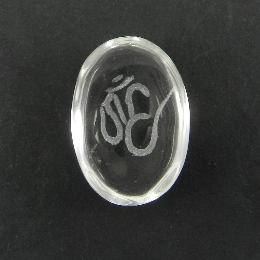 Crystal Carving OM Yantra 27x19mm Oval Cabochon 35.8 Cts