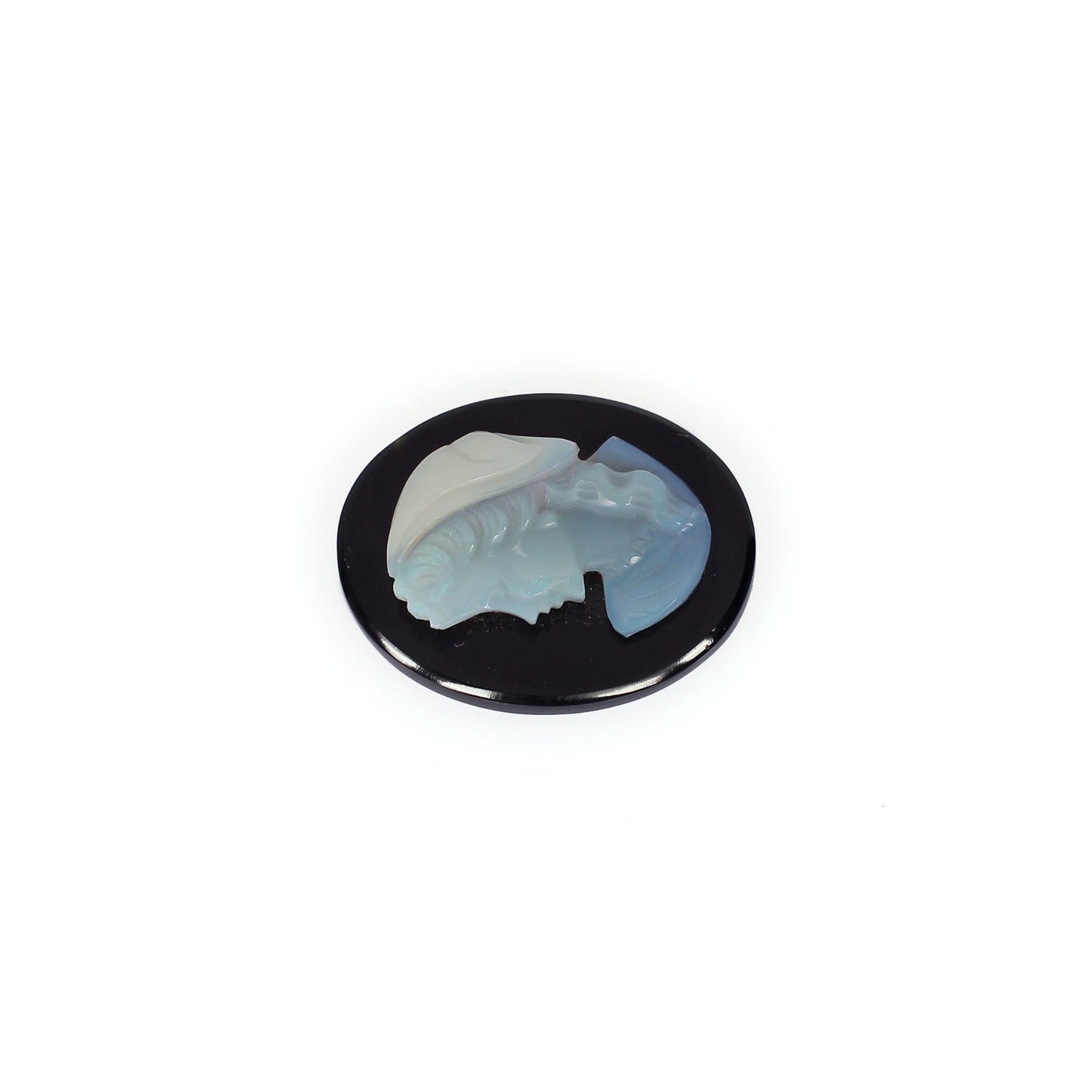 Natural Japanese Opal Cameo On 25x20mm Black Onyx 16.30 Cts Gemstone