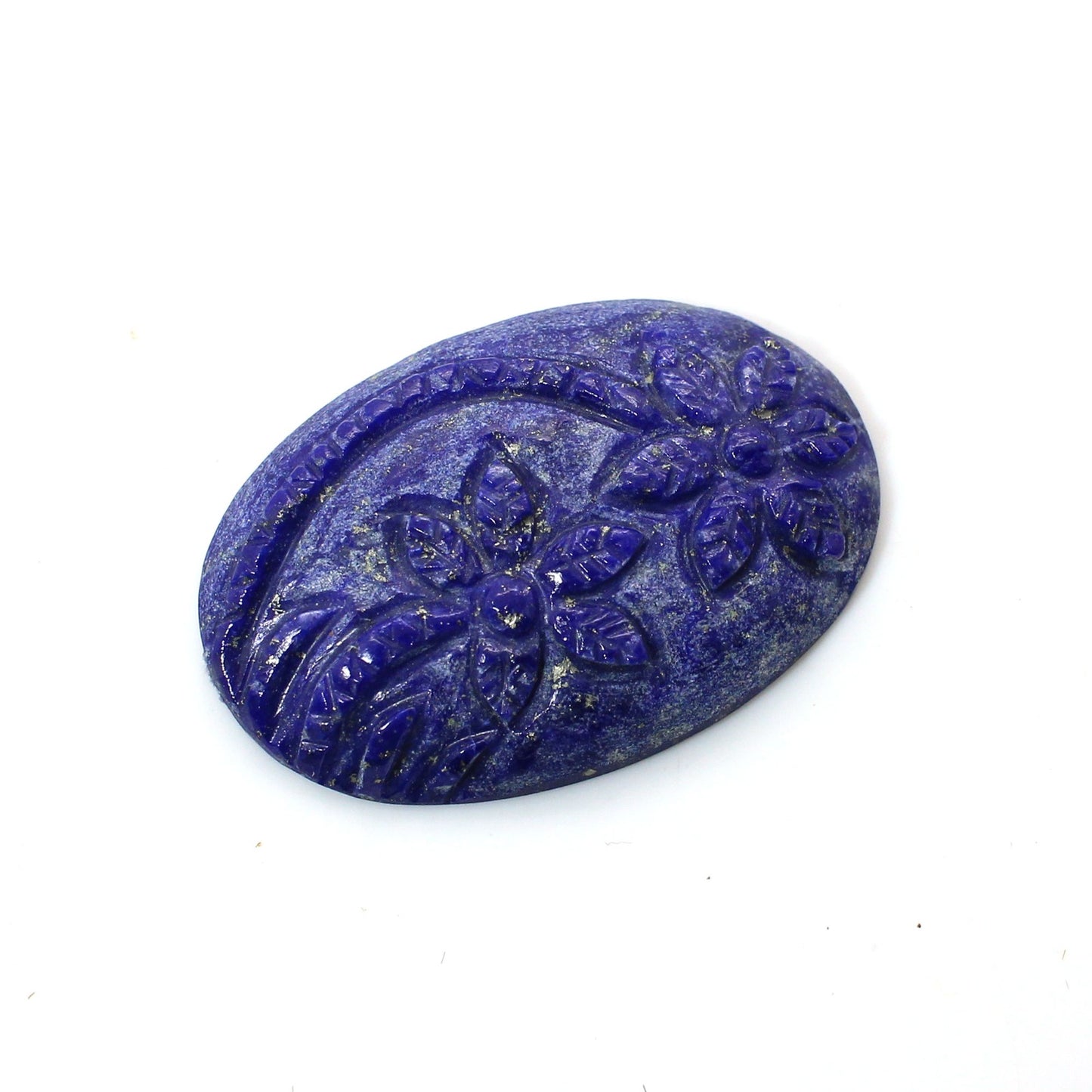 Carved Natural Lapis Lazuli Flower 30x20mm Oval 29.20 Cts