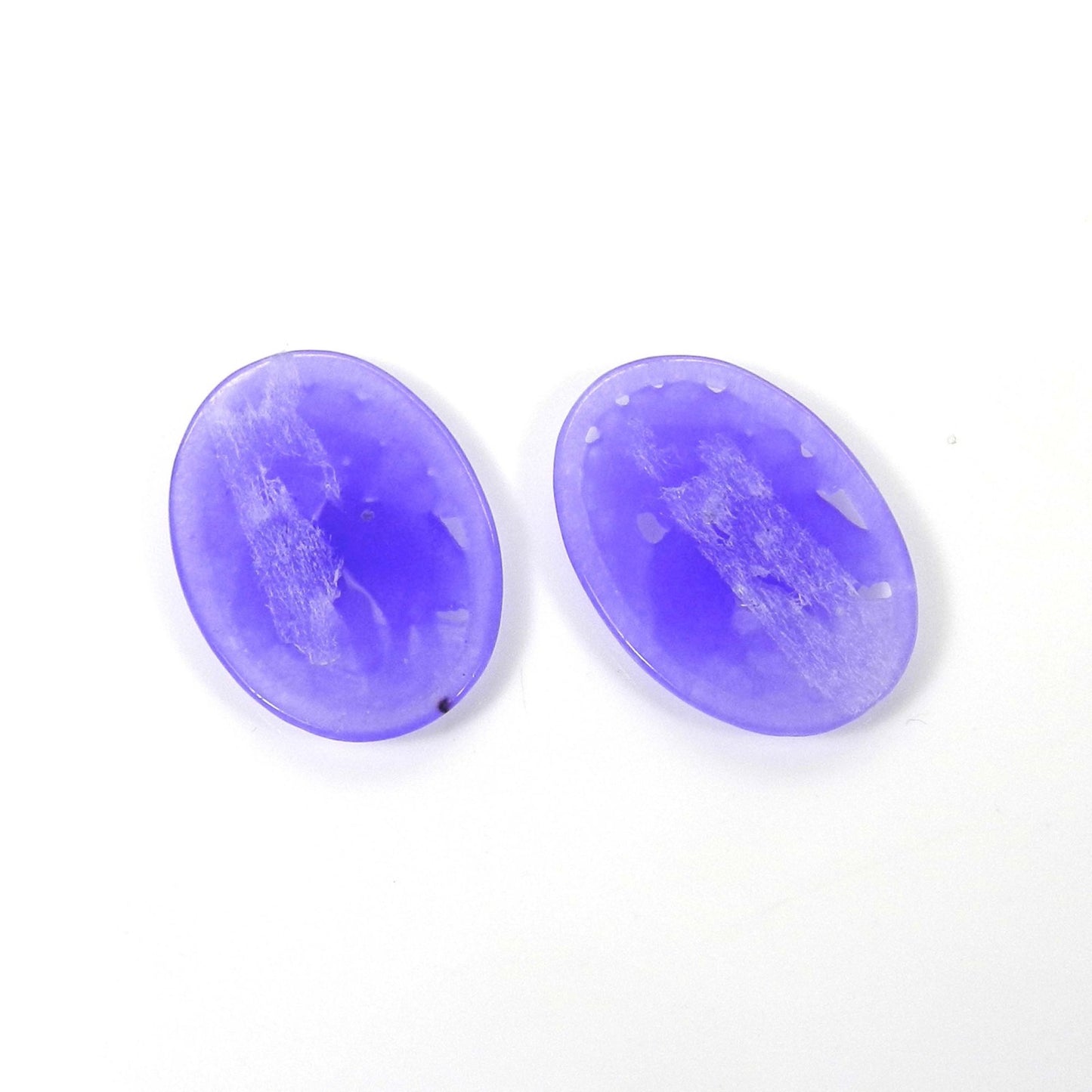 1 Pair Blue Jade Carving 32x23mm Oval 30.70 Cts