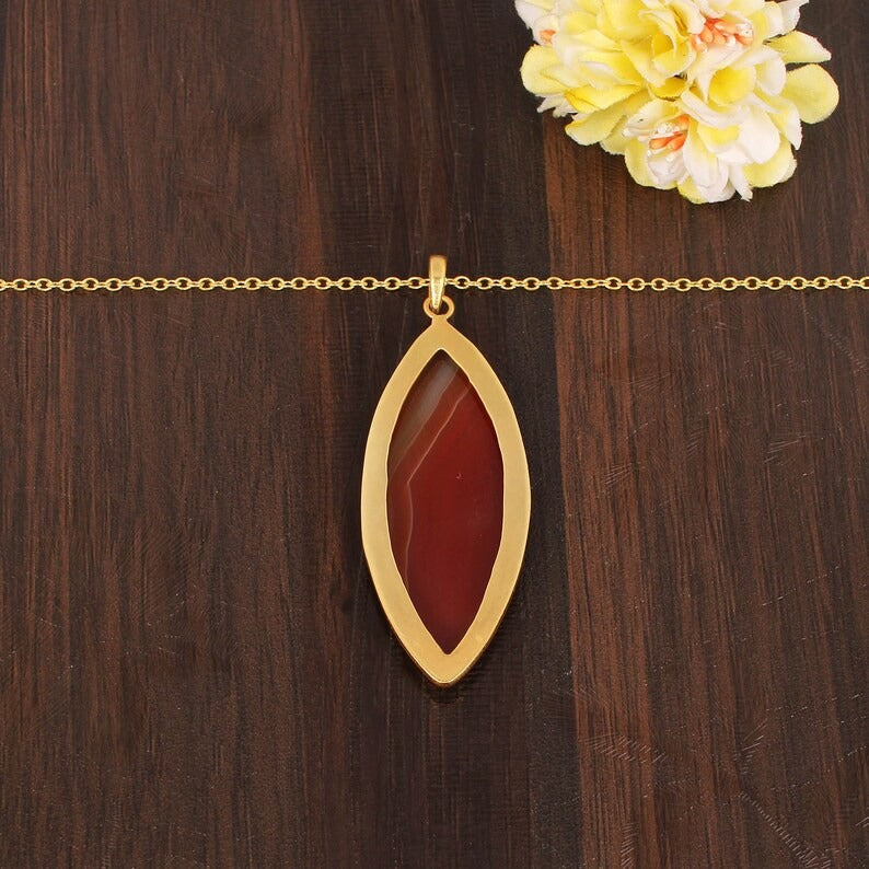 Natural Red Onyx Gemstone Necklace