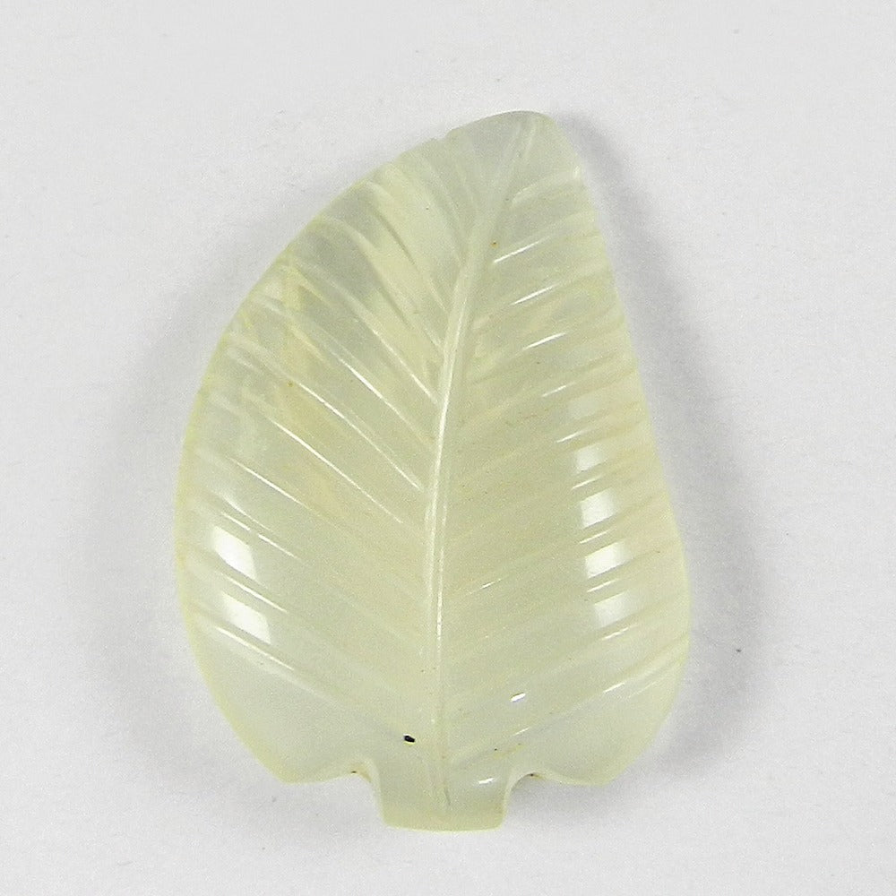 White Moonstone 32x22mm Leaf Carving 33.3 Cts