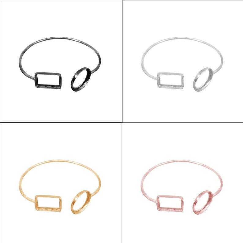 925 sterling silver blank bases component bangle bezel cup metal casting for adjustable double bar bracelet collet setting