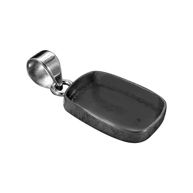 925 sterling silver pendant collet close back bezel cup for pendant 6x4mm to 25x20mm rectangle cushion cut stone metal casting for setting