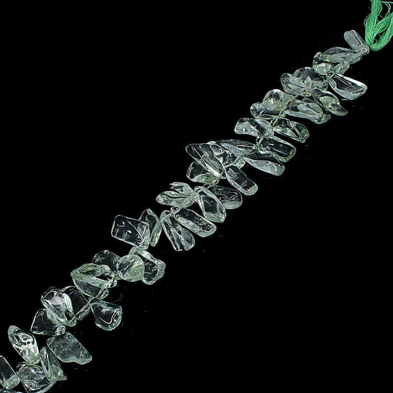 9 INCH Natural Green Amethyst Smooth Tumble Slices Strand