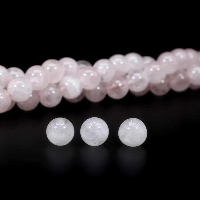 Pink Rose Quartz Beads, Jewelry Making Beads, Round Ball Bead, Natural Rose Quartz Beaded Jewelry, Loose Gemstone Quartz, Semi Precious Bead