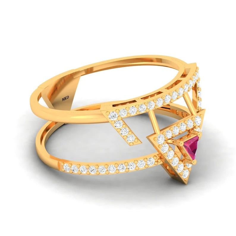 Ruby Hydro & White Cz Stone 925 Sterling Silver Ring