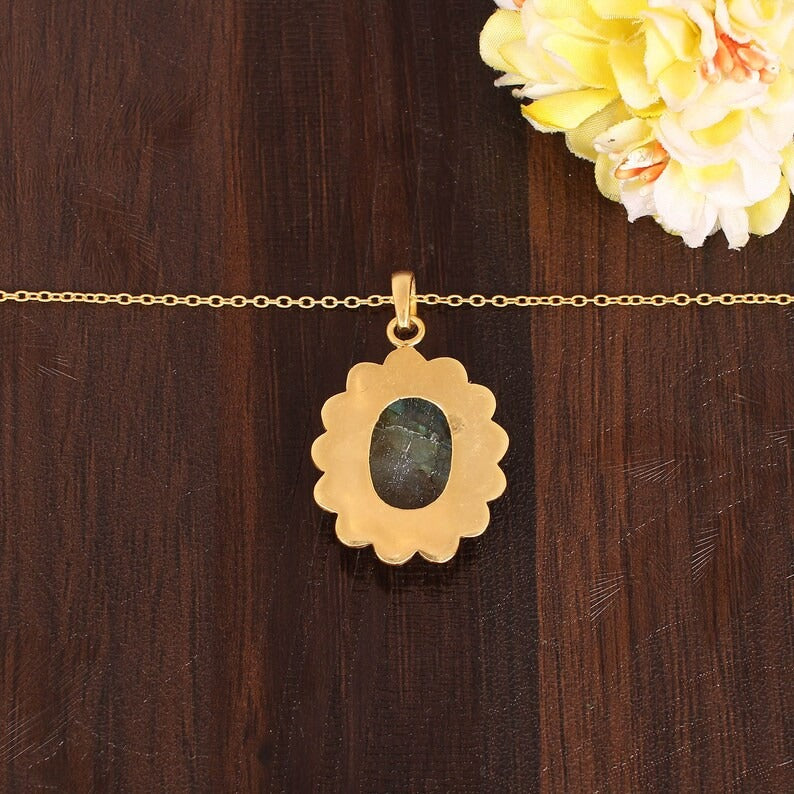 Natural Blue Fire Labradorite Necklace