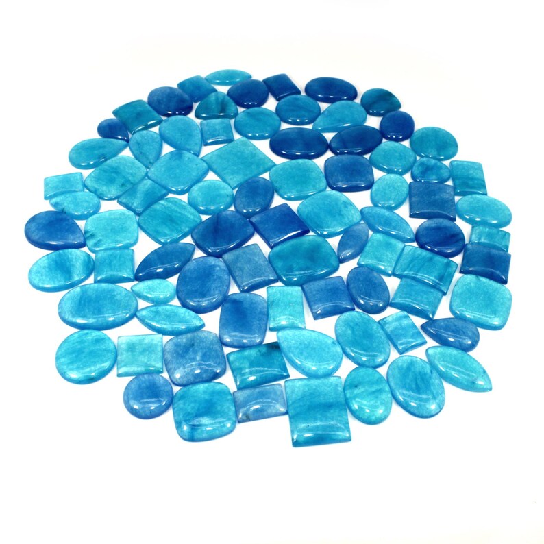 Chinese Dyed Blue Apatite Jade Mix Shape Cabochon Wholesale Lot Semiprecious High Polished Gemstone