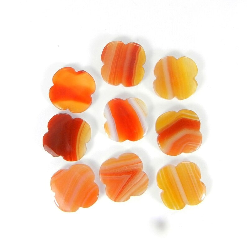 Natural Sardonyx Clover Shape 15x15mm Loose Gemstone Cabochon 1pcs