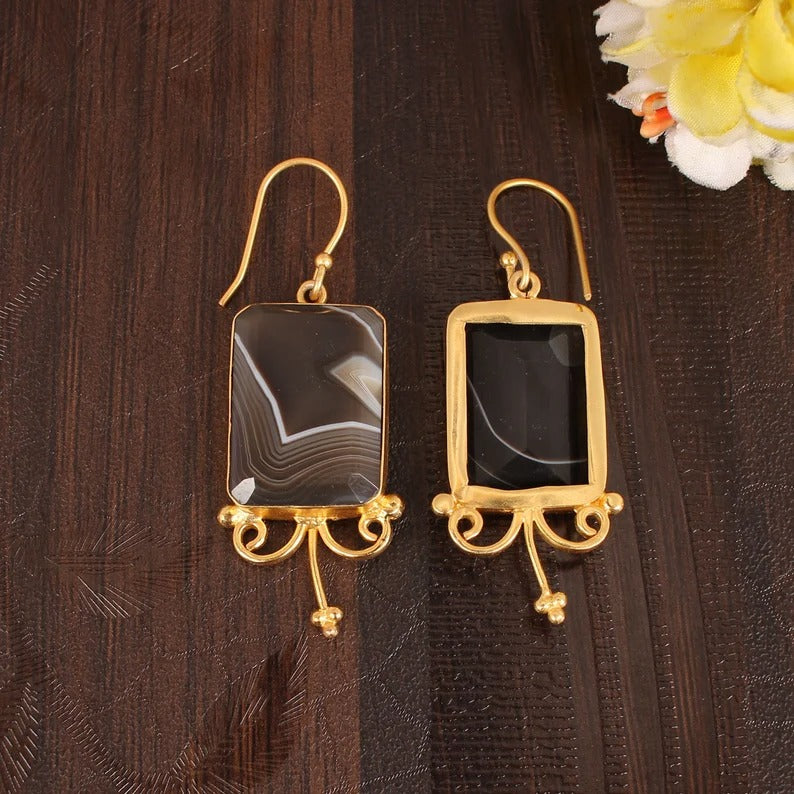 Botswana Agate Gemstone Earrings