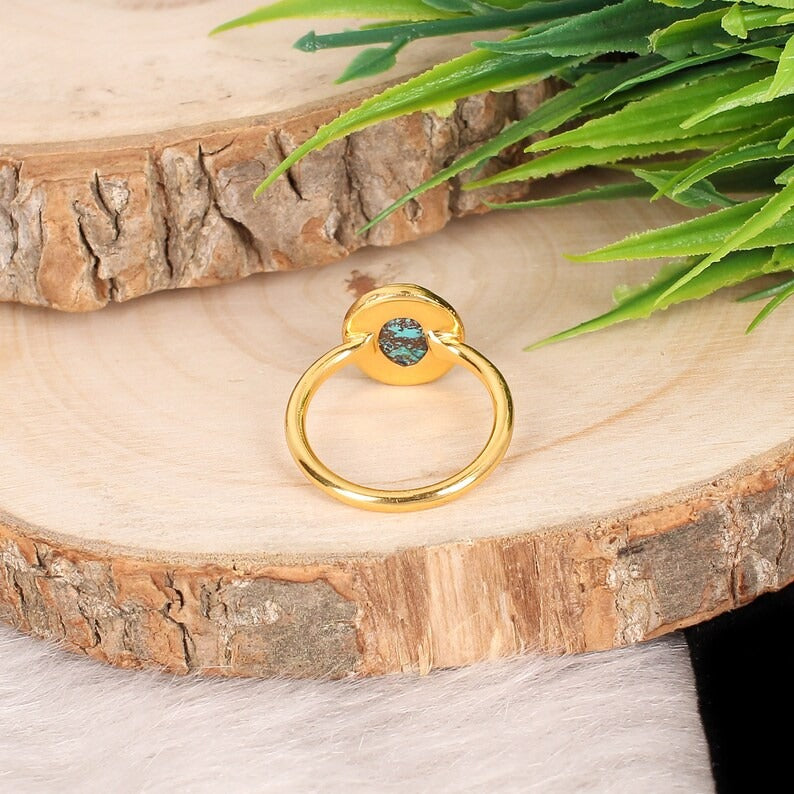 925 Sterling Silver Chrysocolla Oval Shape Ring