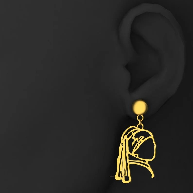 11KT Beautiful Woman Fashion Design Earrings