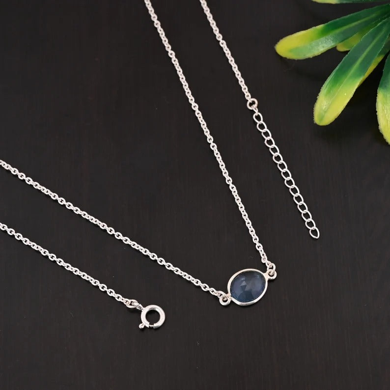 925 Sterling Silver London Blue Topaz Necklace