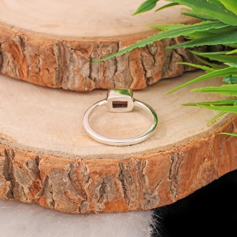92.5 Sterling Silver Natural Red Sunstone Ring
