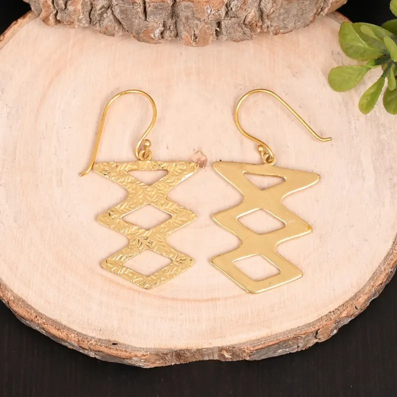 Gold Plated Brass Fancy Shape Earring