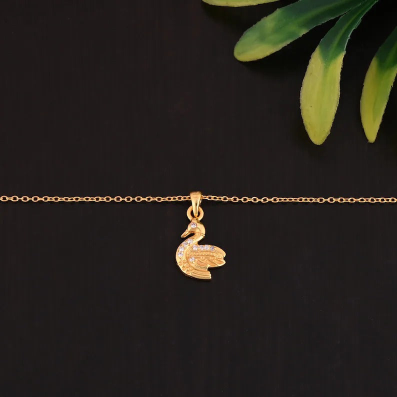 92.5 Sterling Silver Dainty Peacock Necklace