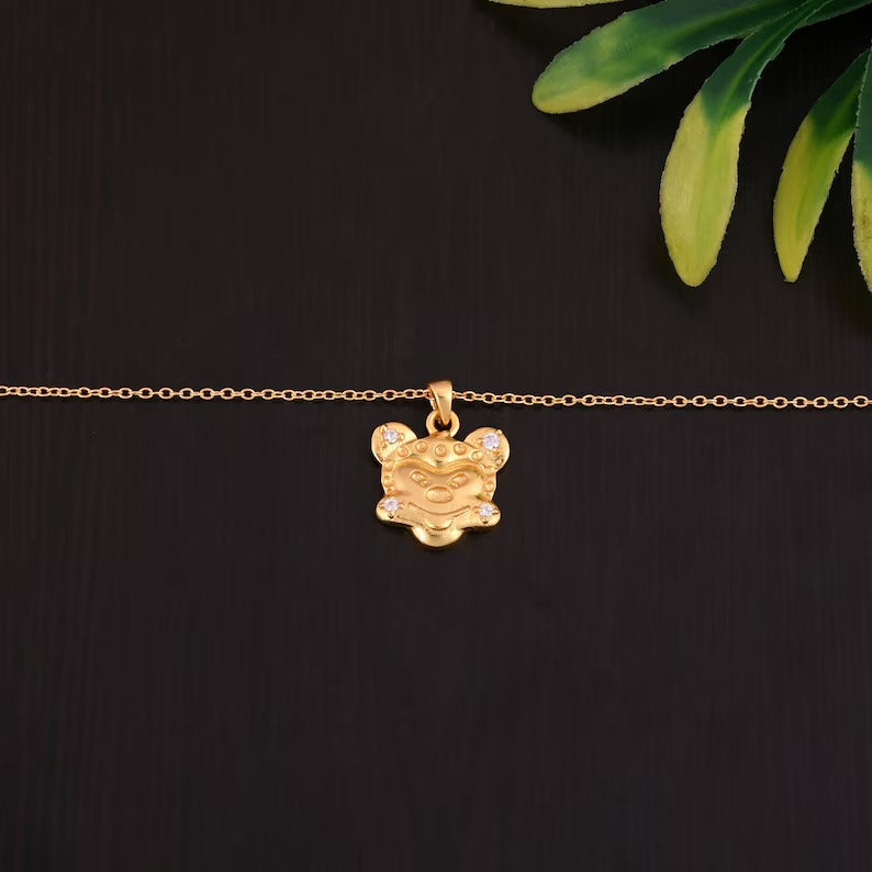 92.5 Sterling Silver Cartoon Face Necklace