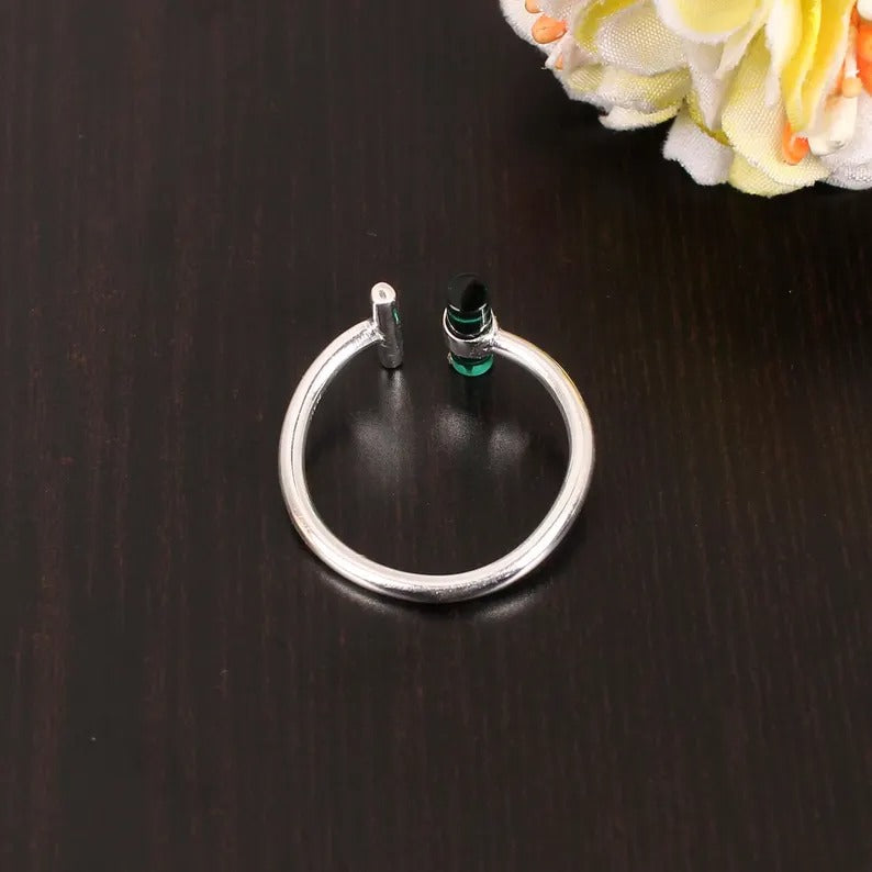 Green Tourmaline Adjustable 92.5 Sterling Silver Ring