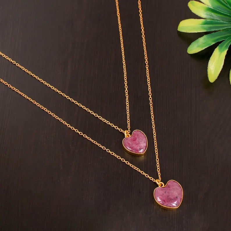Natural Indian Ruby Gemstone Sterling Silver Necklace