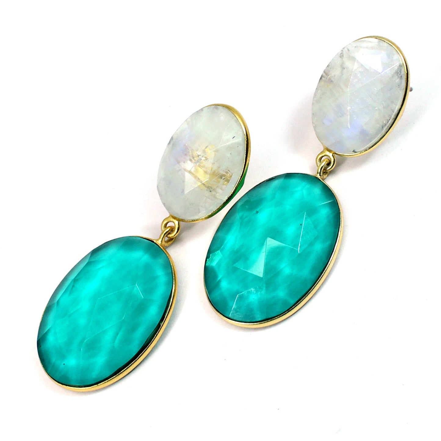 Rainbow Moonstone & Apatite Hydro Handmade Earrings- Gemstone Earrings- Dangling Earrings- Wedding Earrings- Victorian Earrings for Women