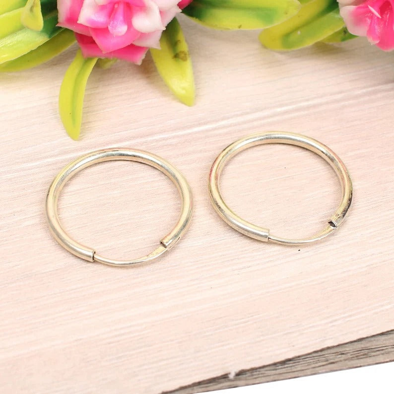 925 Sterling Silver Handmade Hoop Earrings
