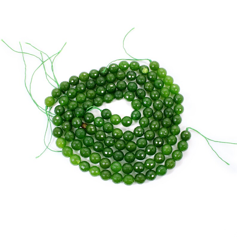 Nephrite Jade Rondelle Faceted Beads