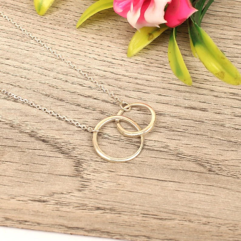 925 Sterling Silver Double Circle Necklace