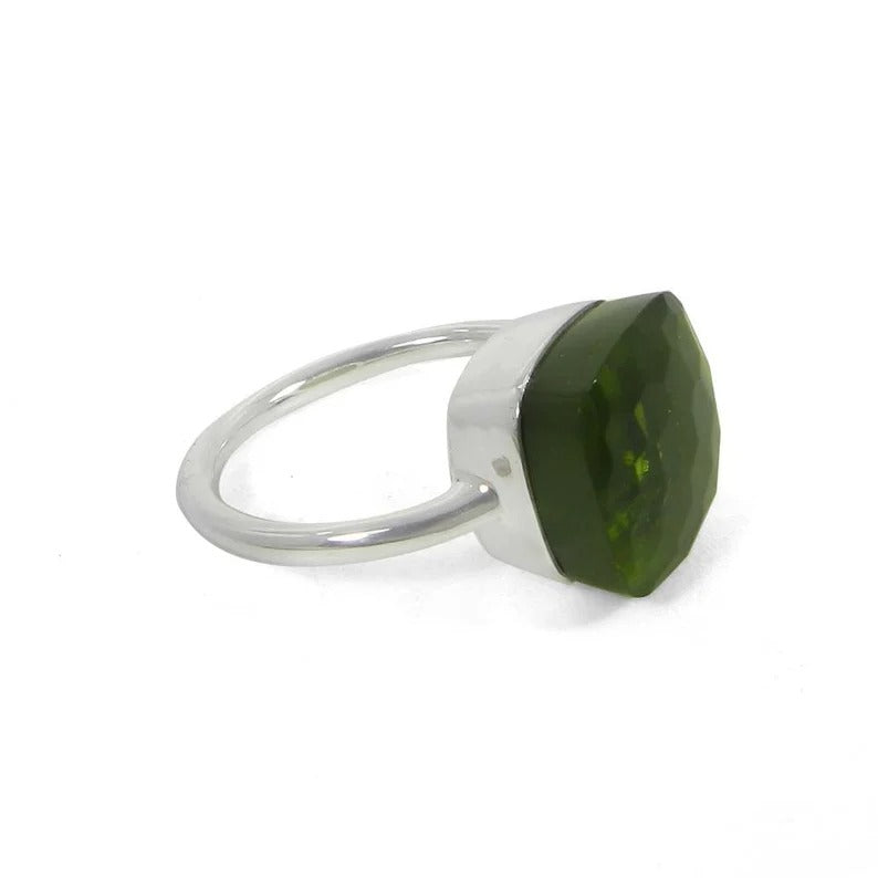 Lab Created Peridot Hydro Sterling Silver Ring