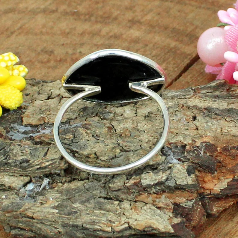 Black Onyx Gemstone Silver Ring