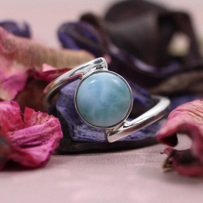 Larimar Gemstone 92.5 Sterling Silver Ring