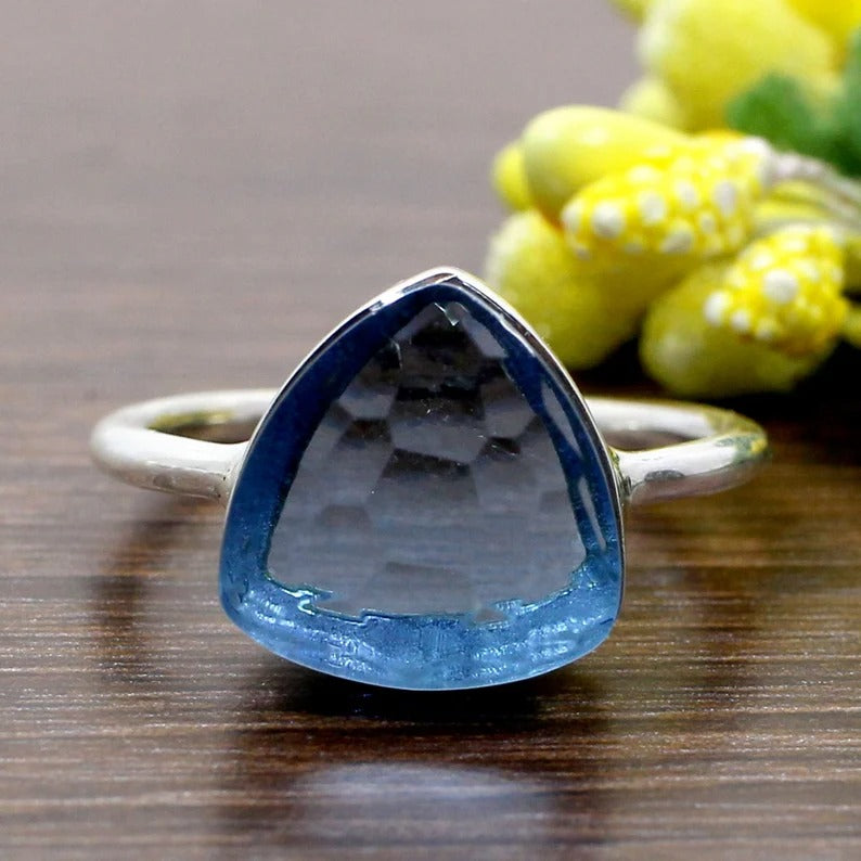 925 Sterling Silver Swiss Blue Topaz Jewelry Set