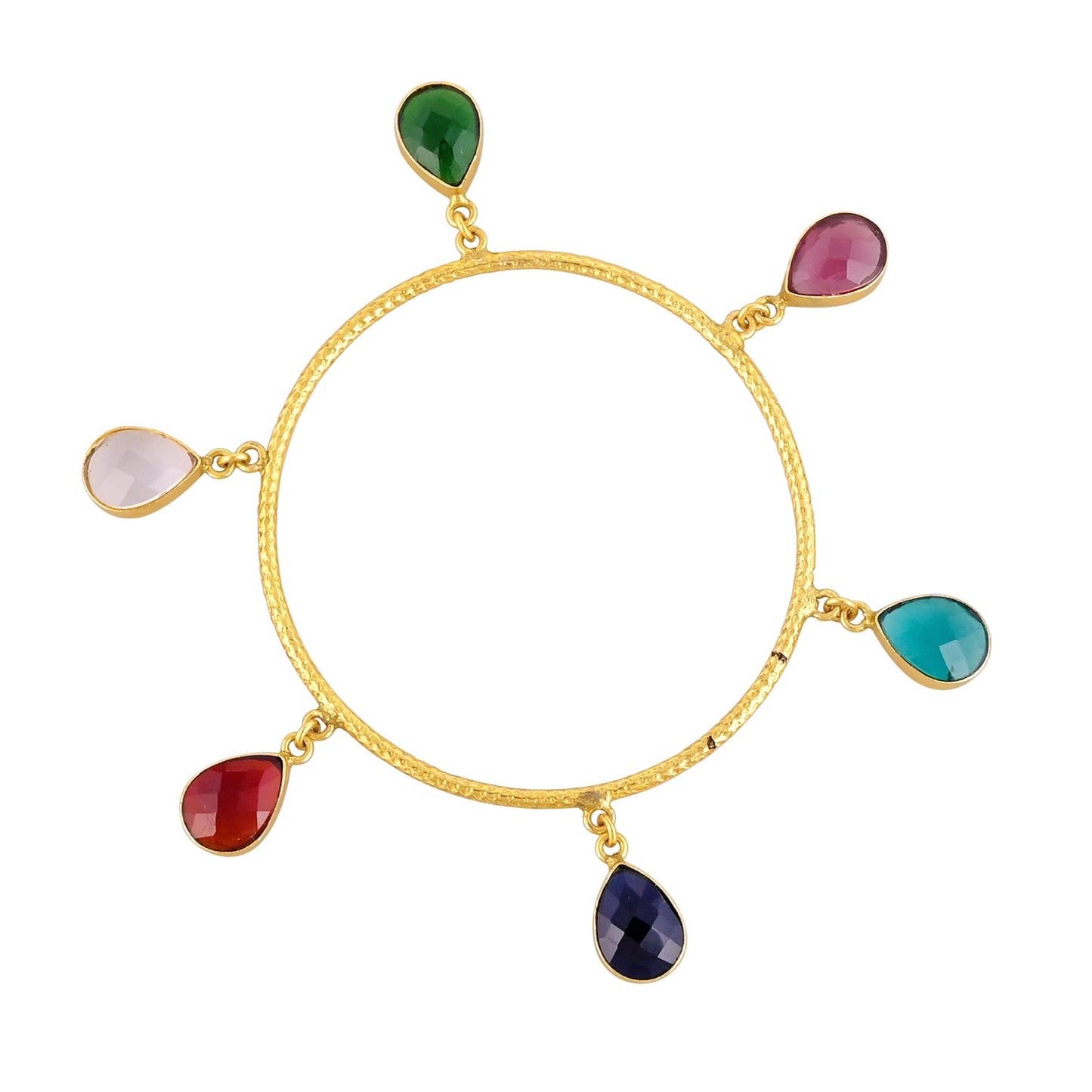 Pretty Gold Plated Brass Gemstones Bangle For Her.