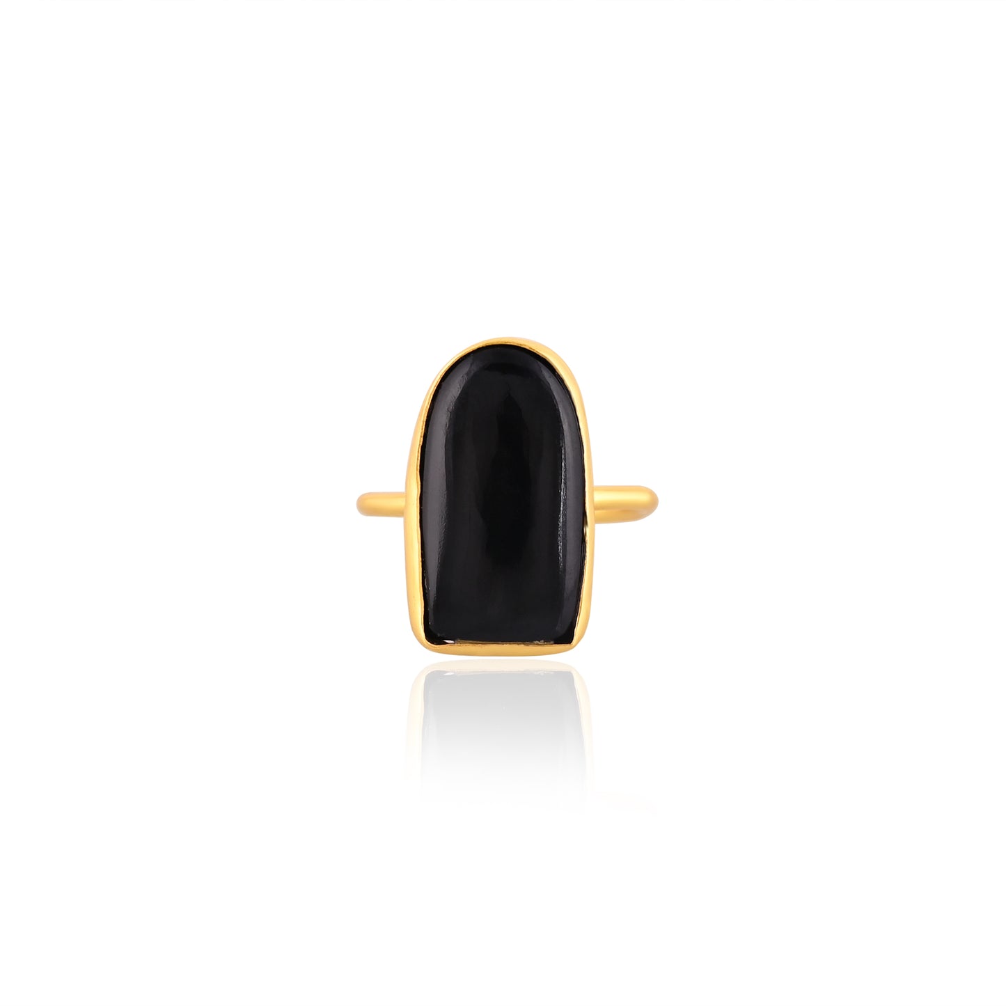 Beautiful Black Onyx Gold Brass Stackable Ring.