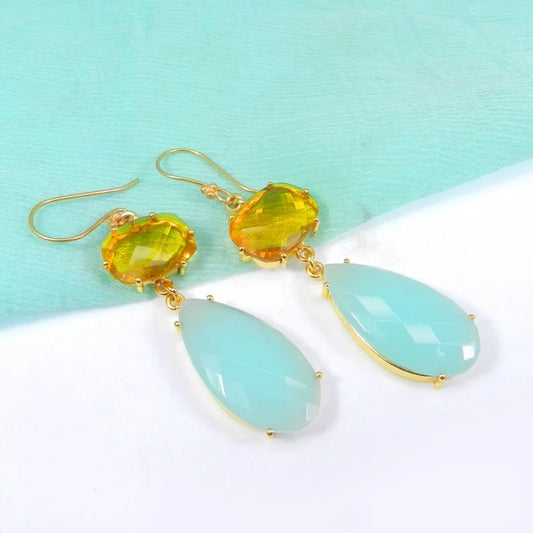 Aqua Chalcedony Earrings